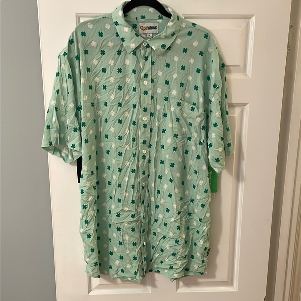 Tipsy Elves Men’s Mint Clover Green Shirt nwt XXL